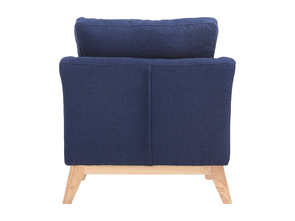 Fauteuil scandinave déhoussable en tissu bleu foncé et bois clair OSLO