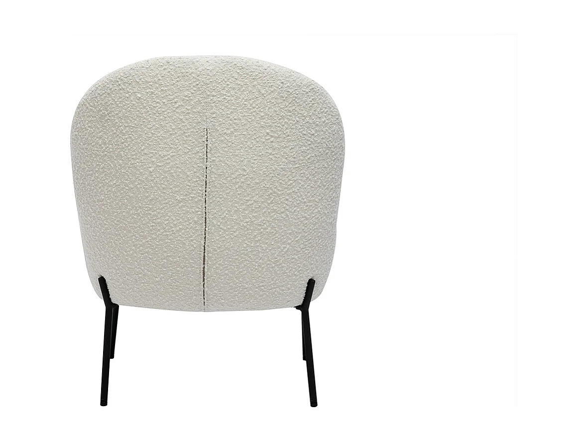 Fauteuil en tissu effet laine bouclée blanc et métal noir BELEY