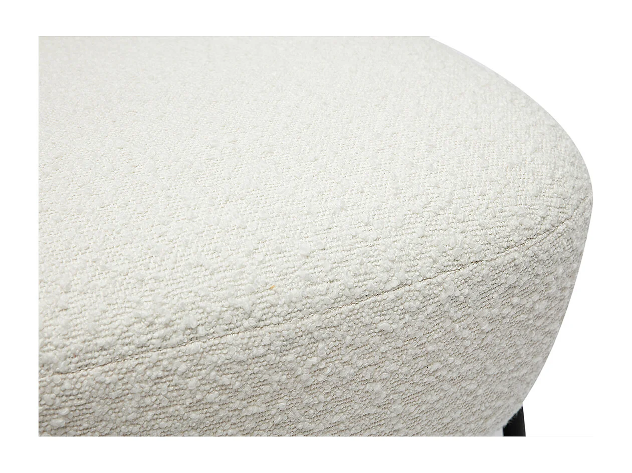 Fauteuil en tissu effet laine bouclée blanc et métal noir BELEY