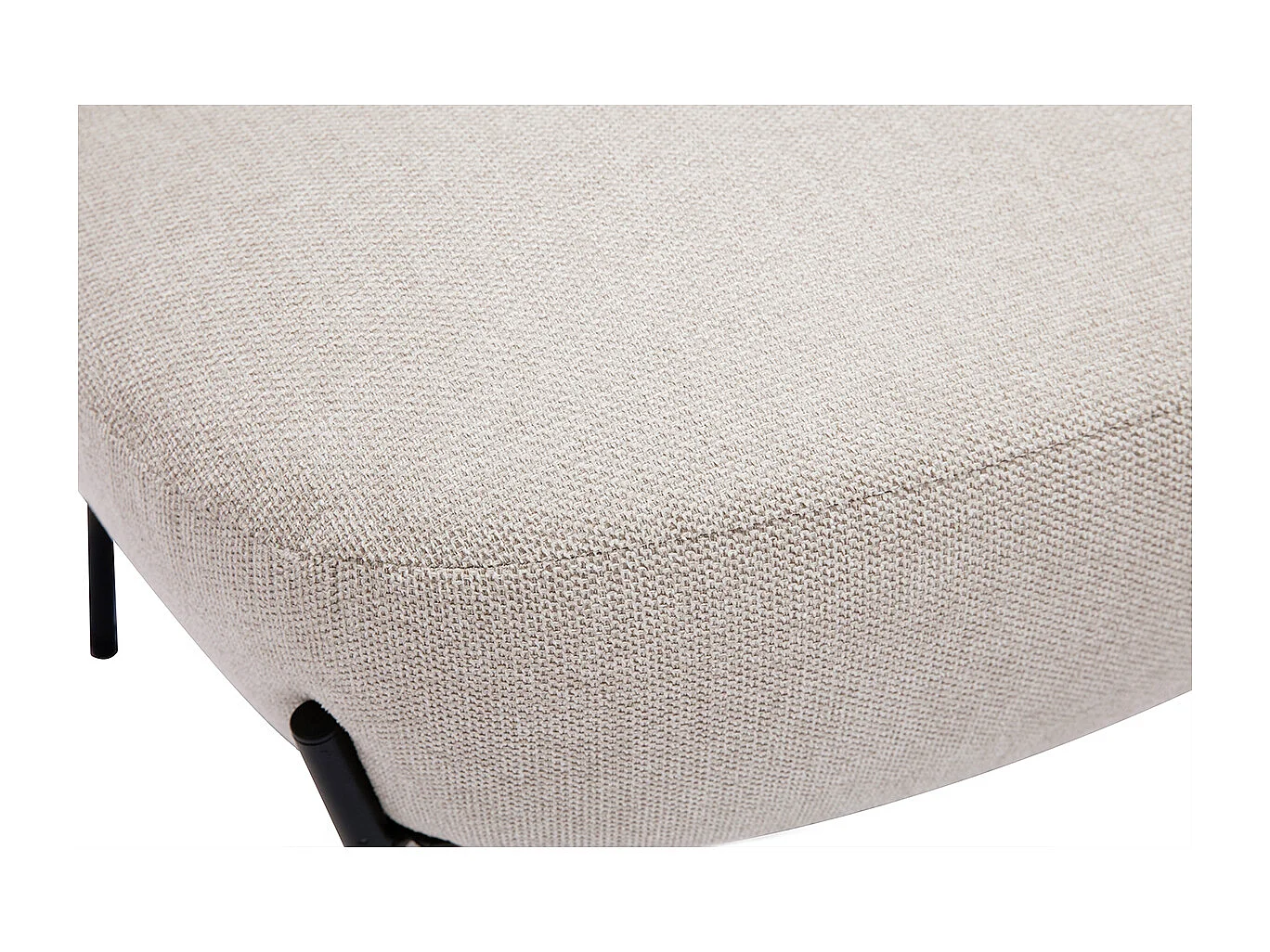 Sillón de tejido efecto aterciopelado texturizado beige y metal negro BELEY