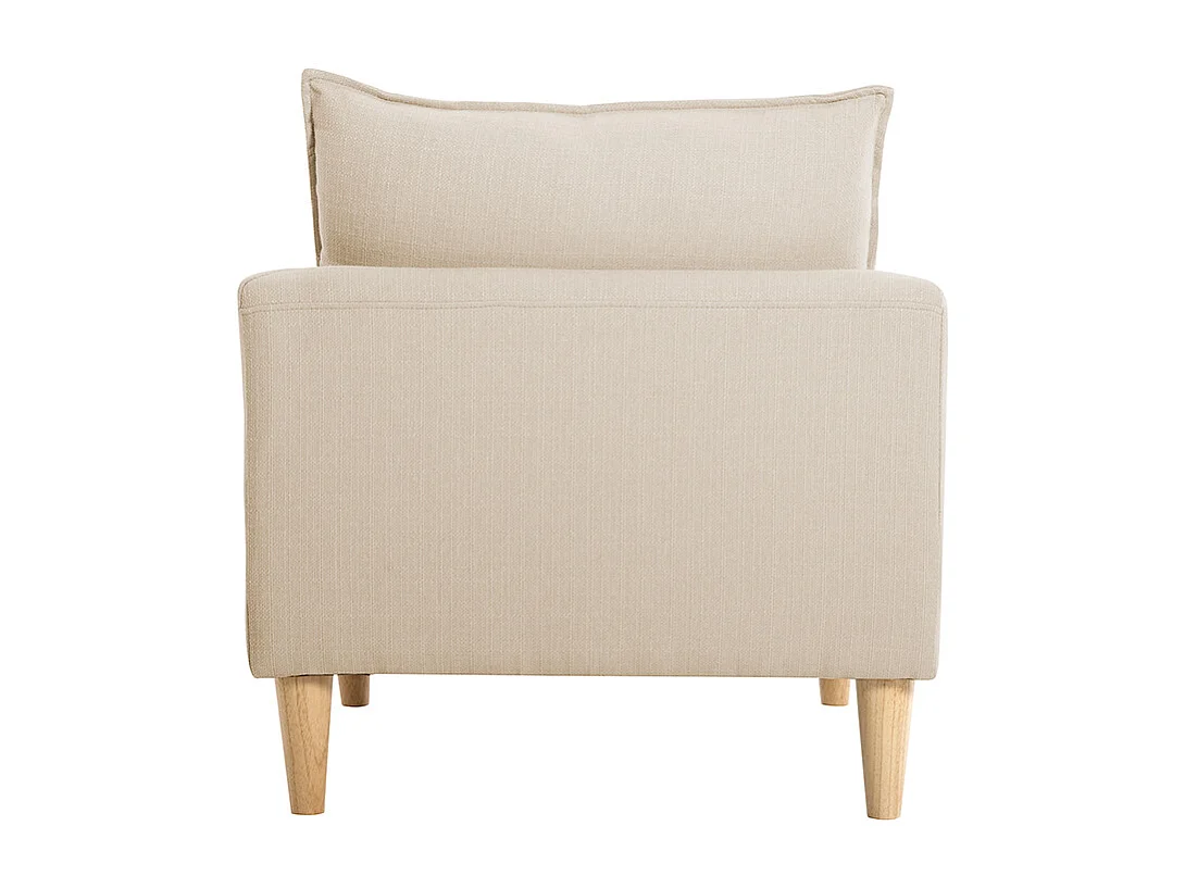Sillón nórdico de tela beige y madera de caucho maciza KATE