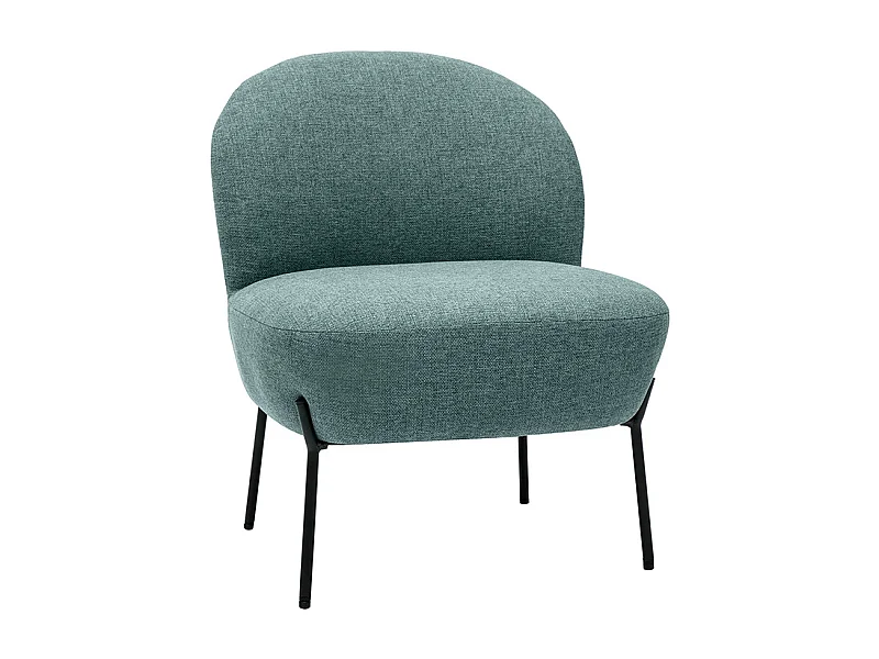 Fauteuil en tissu vert de gris et métal noir BELEY