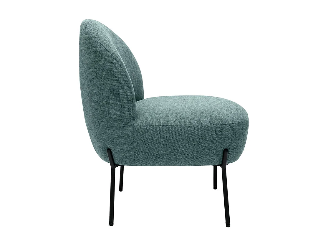 Fauteuil en tissu vert de gris et métal noir BELEY