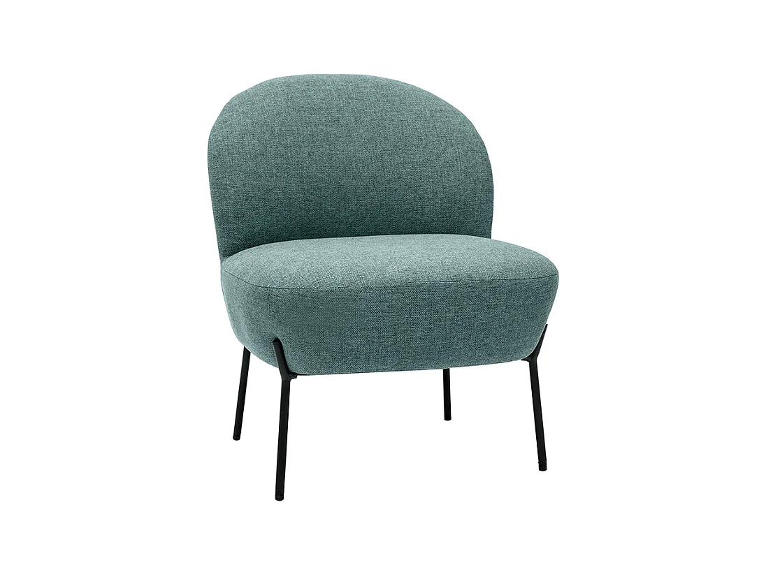 Fauteuil en tissu vert de gris et métal noir BELEY