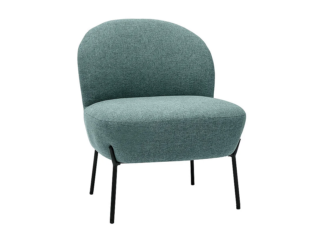 Sillón de tela verde grisáceo y metal negro BELEY