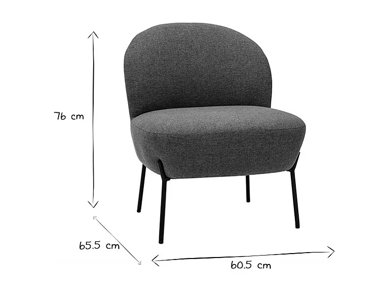 Sillón de tela verde grisáceo y metal negro BELEY