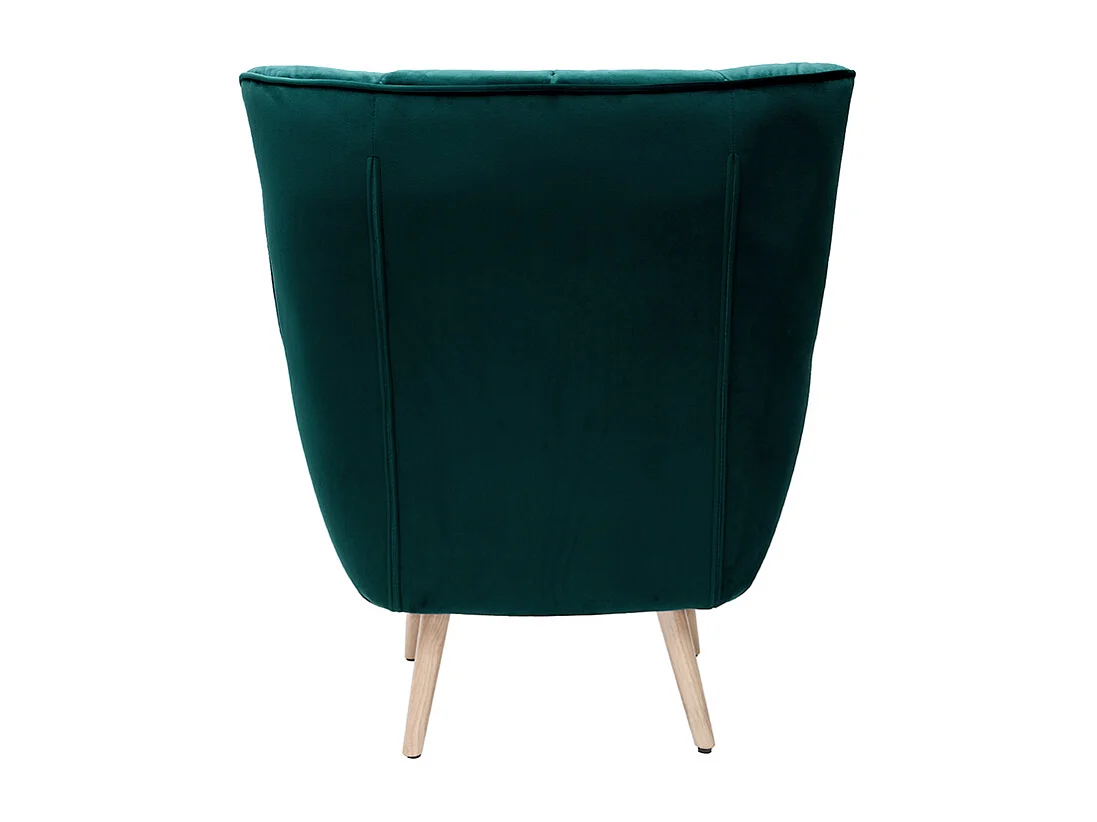 Sillón nórdico efecto terciopelo azul petróleo y madera AVERY