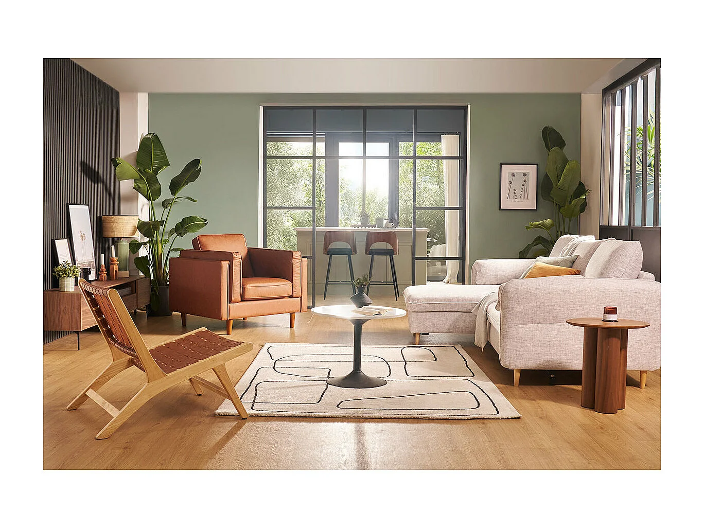 Fauteuil vintage cuir marron BRADLEY