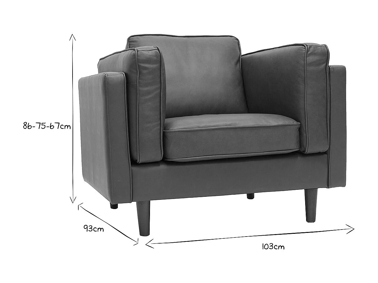 Poltrona pelle vintage marrone BRADLEY - pelle di buffalo