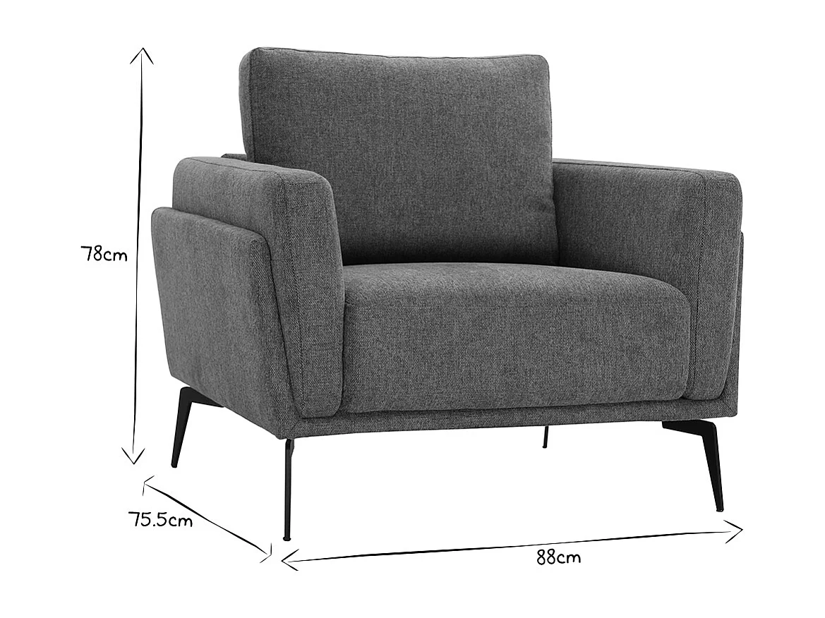 Sillón de tejido efecto aterciopelado texturizado gris MOSCO