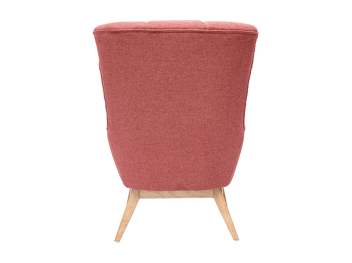 Sillón nórdico con tejido efecto aterciopelado texturizado color terracota y madera BRODY