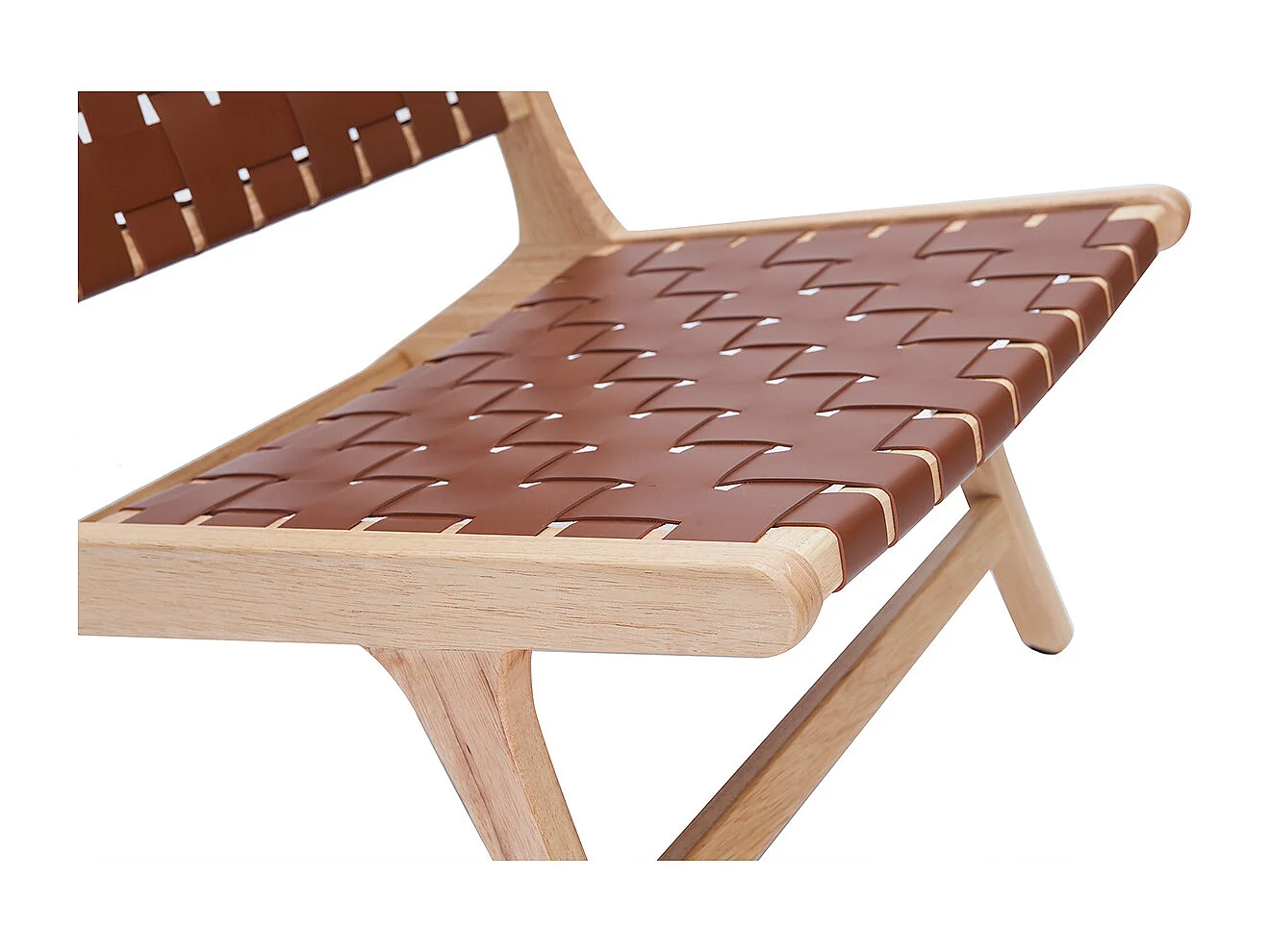 Sessel aus Holz mit geflochtenen Riemen in Braun BONDI