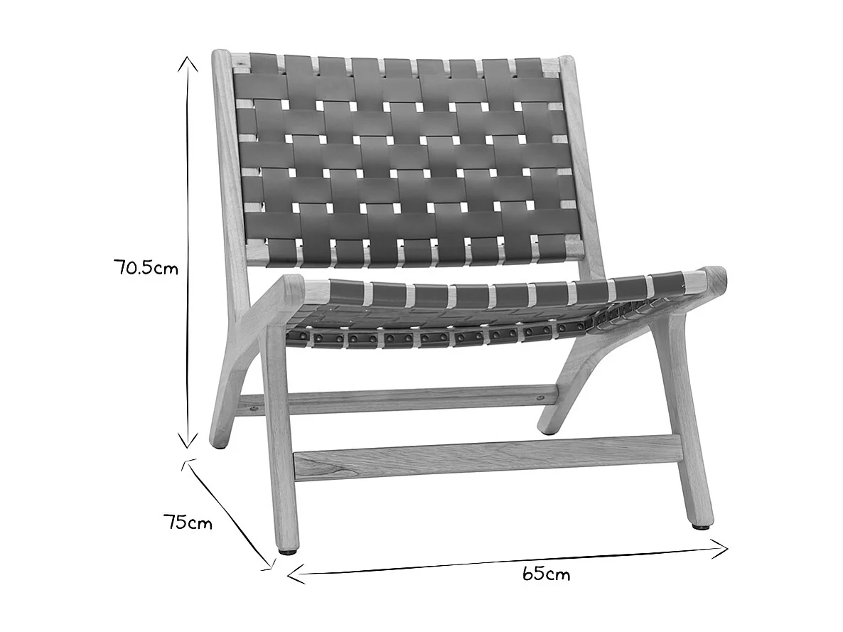 Sessel aus Holz mit geflochtenen Riemen in Braun BONDI