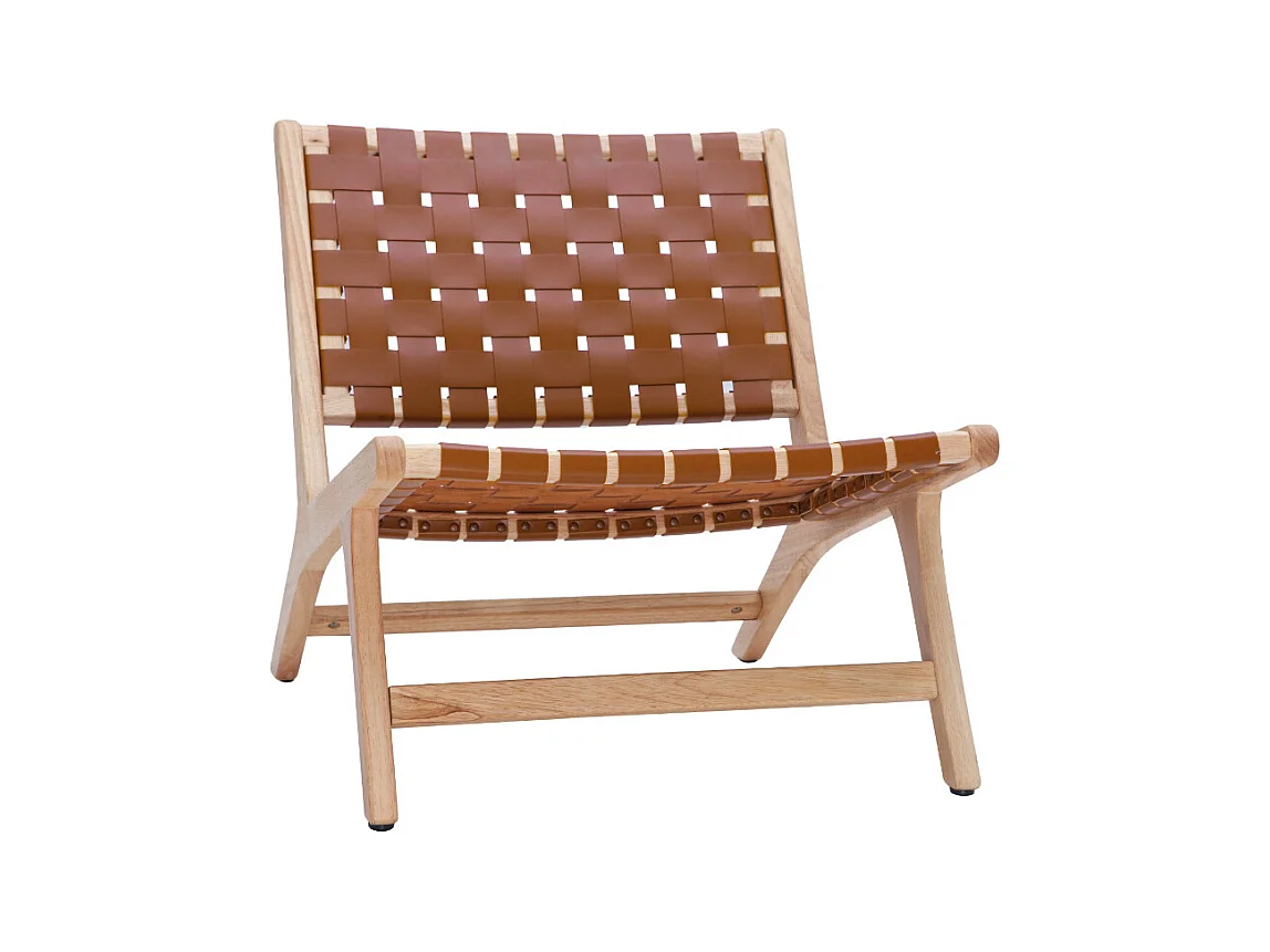 Fauteuil ethnique en bois et sangles tressées marron BONDI