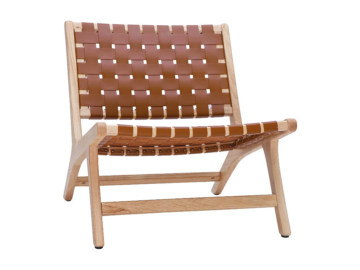 Fauteuil ethnique en bois et sangles tressées marron BONDI