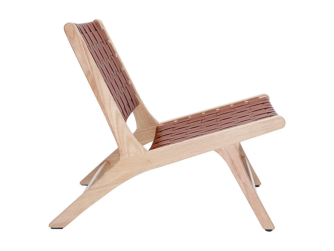 Fauteuil ethnique en bois et sangles tressées marron BONDI