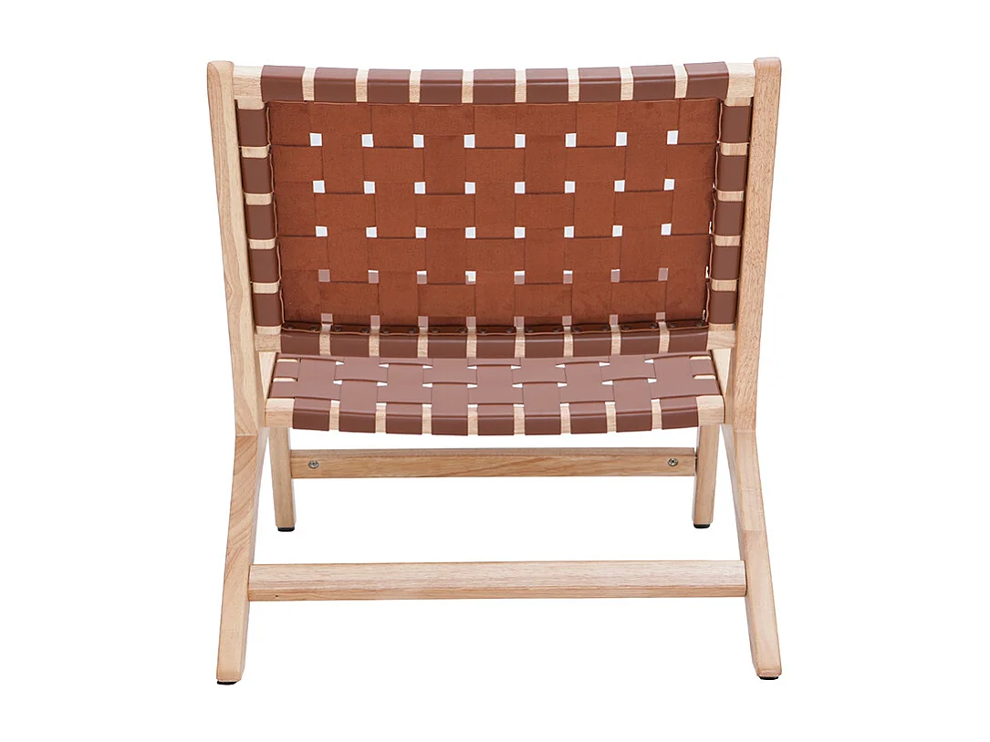 Sillón étnico de madera con correas tejidas marrones BONDI