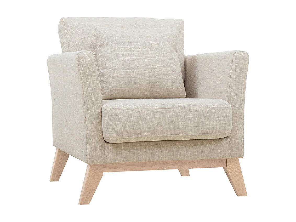 Skandinavischer Sessel mit abnehmbarem Bezug in Velourseffekt in Beige OSLO
