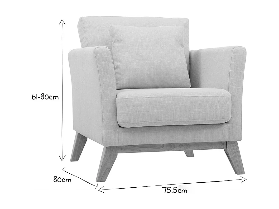 Skandinavischer Sessel mit abnehmbarem Bezug in Velourseffekt in Beige OSLO