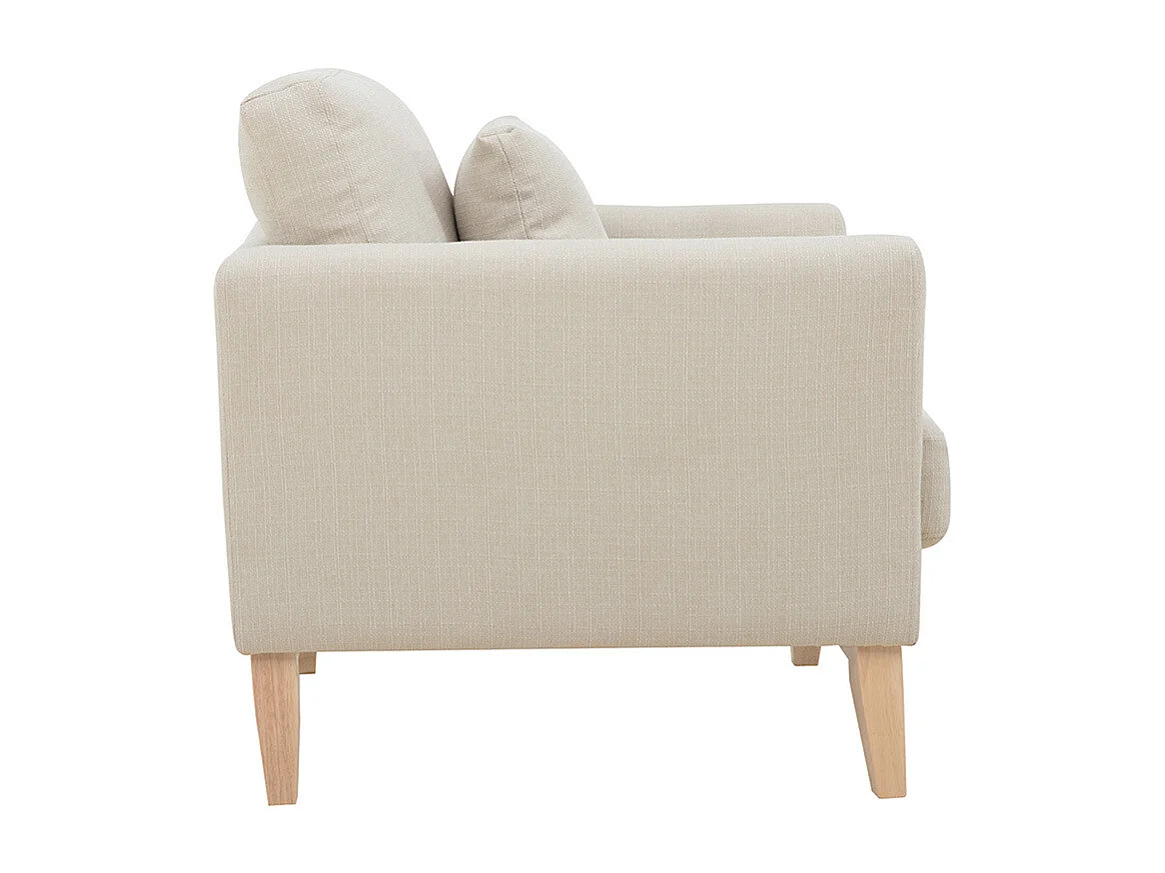 Fauteuil scandinave déhoussable en tissu beige et bois clair OSLO