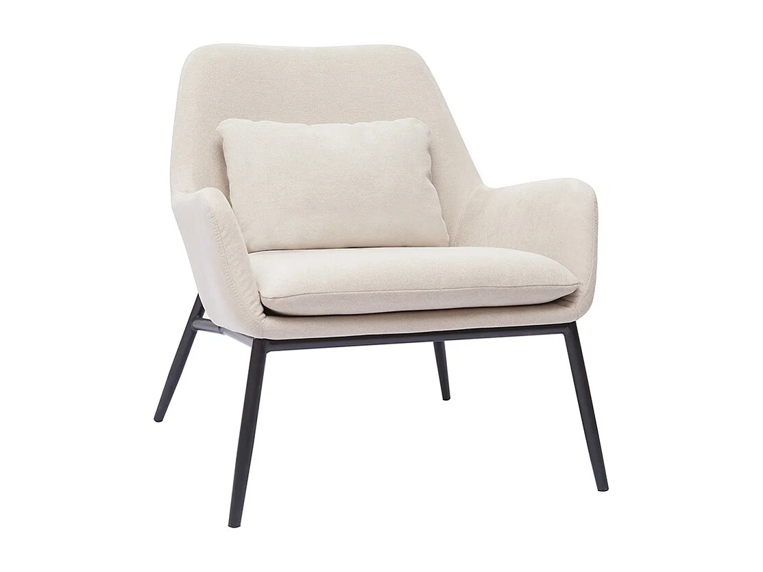 Poltrona design in tessuto effetto velluto beige e metallo nero MAXINE