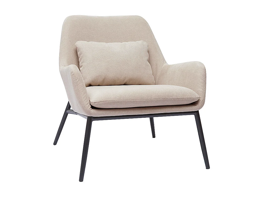 Poltrona design in tessuto effetto velluto beige e metallo nero MAXINE