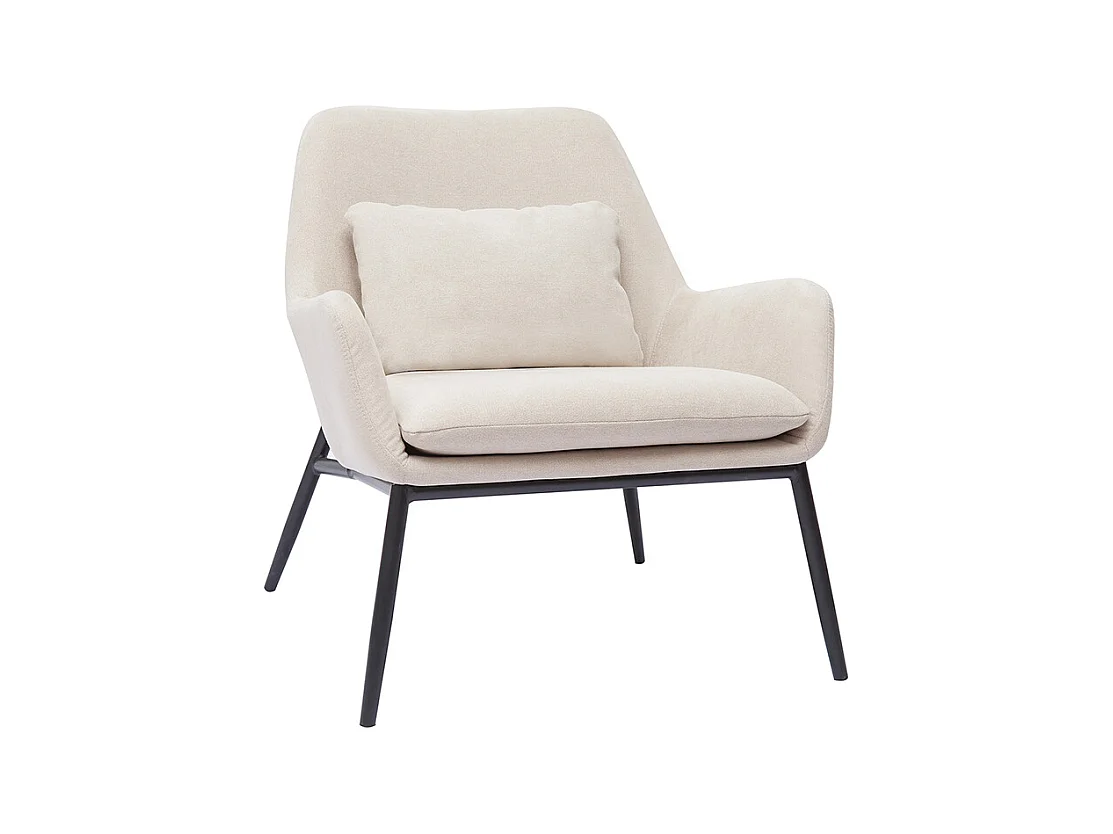 Fauteuil design en tissu effet velours beige et métal noir MAXINE