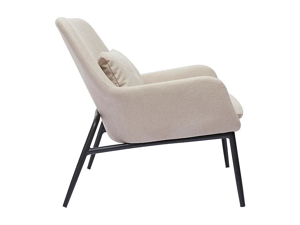 Poltrona design in tessuto effetto velluto beige e metallo nero MAXINE