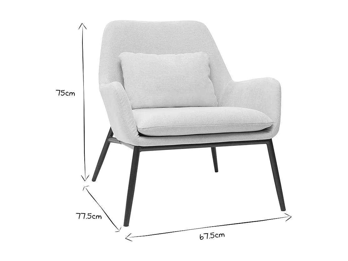 Poltrona design in tessuto effetto velluto beige e metallo nero MAXINE