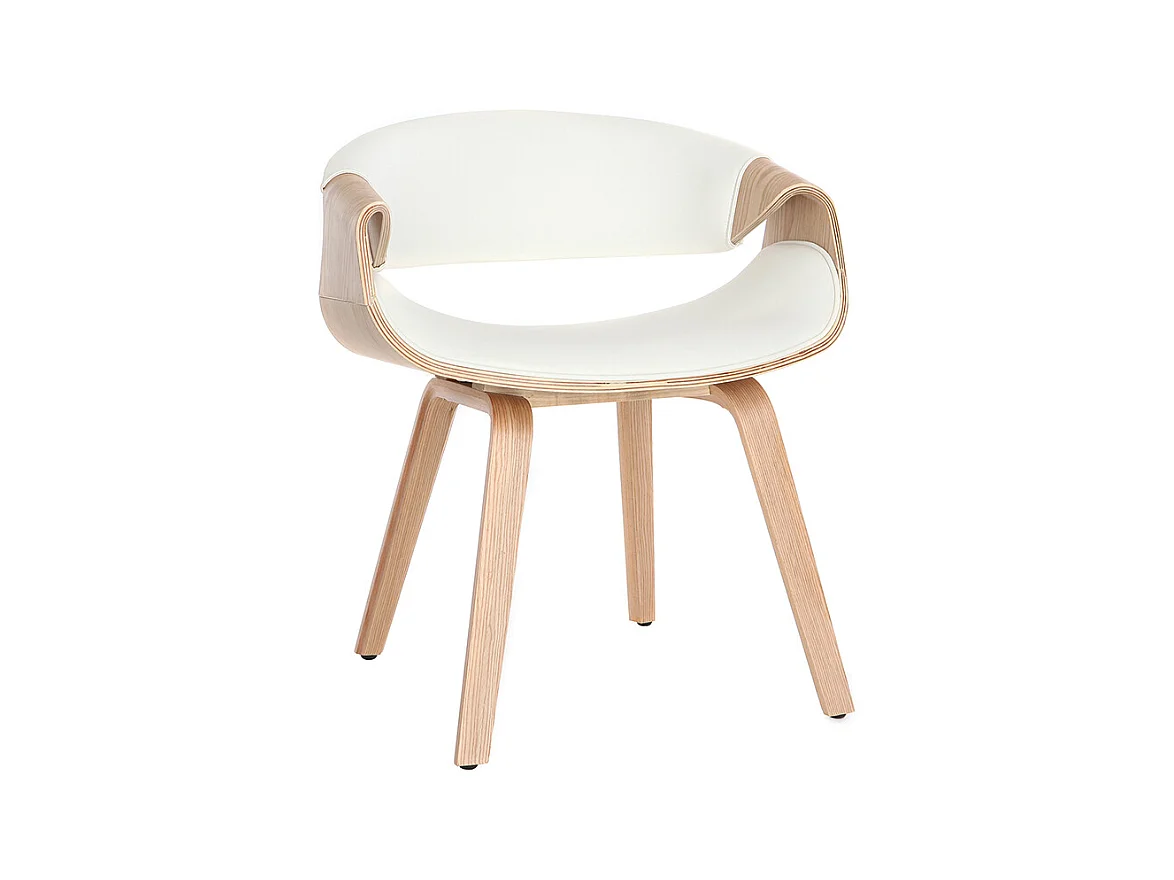 Chaise design blanc et bois clair ARAMIS