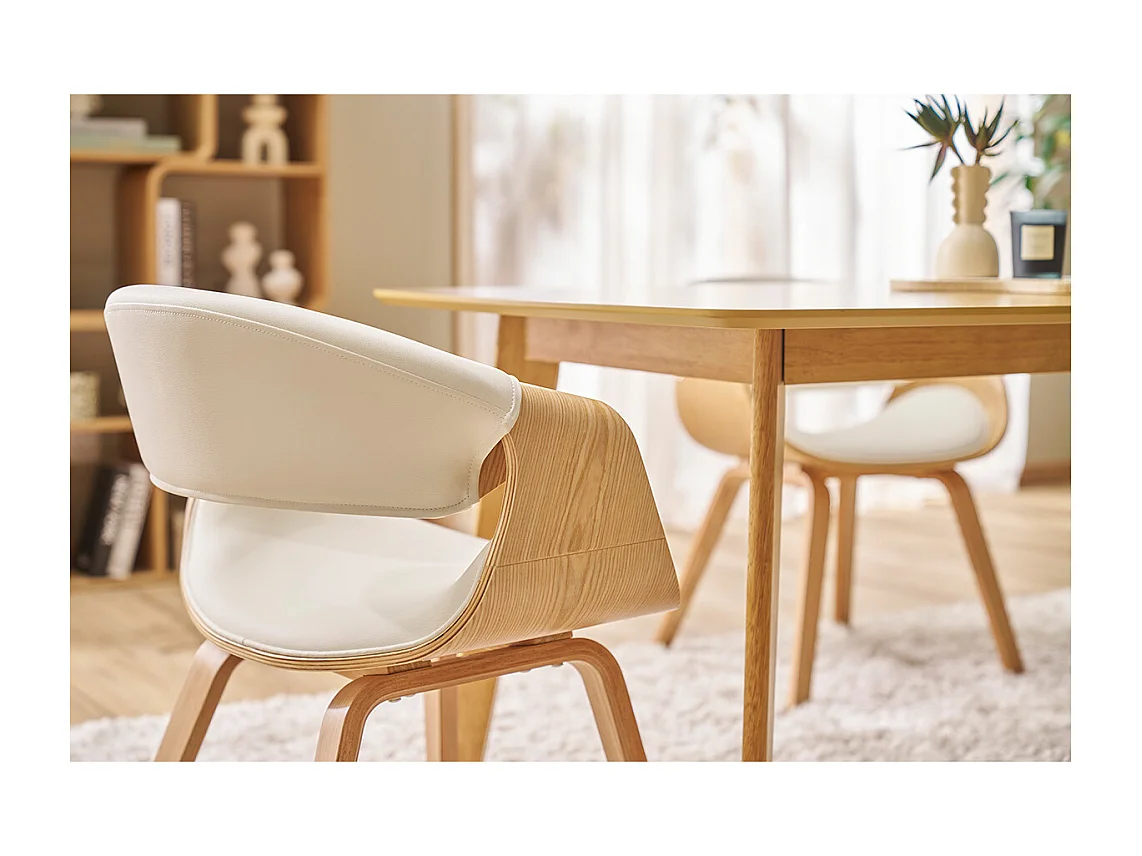 Chaise design blanc et bois clair ARAMIS