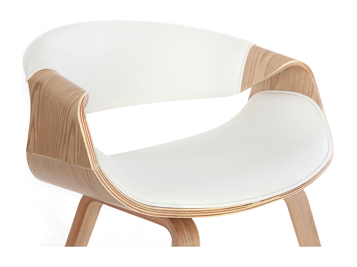 Chaise design blanc et bois clair ARAMIS