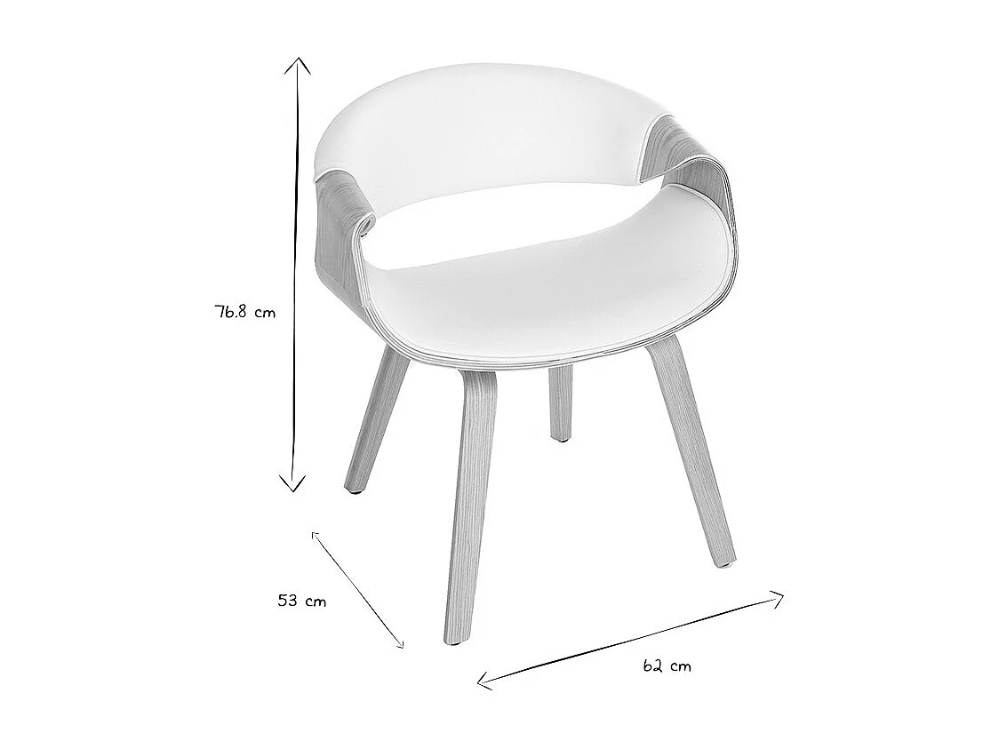 Chaise design blanc et bois clair ARAMIS