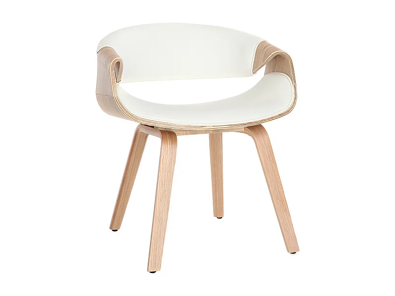 Poltrona scandinava bianco e legno chiaro ARAMIS