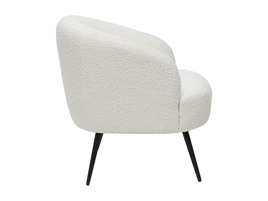 Sillón moderno de tela efecto borreguillo color crudo y metal negro MAGGIE