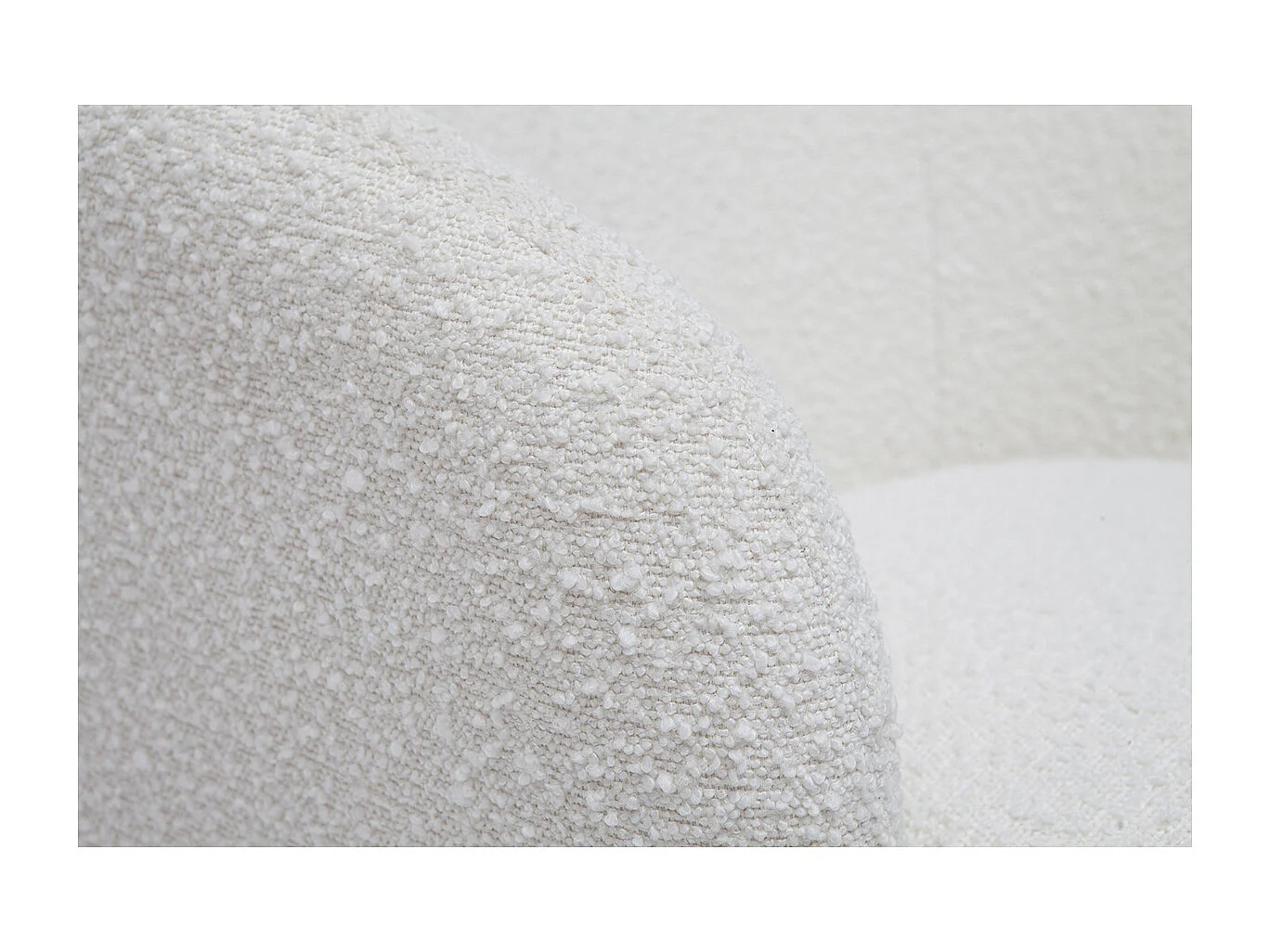 Sillón moderno de tela efecto borreguillo color crudo y metal negro MAGGIE