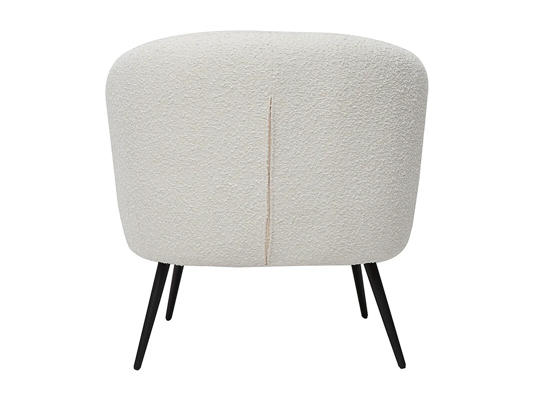 Fauteuil design en tissu effet laine bouclée blanc cassé et métal noir MAGGIE