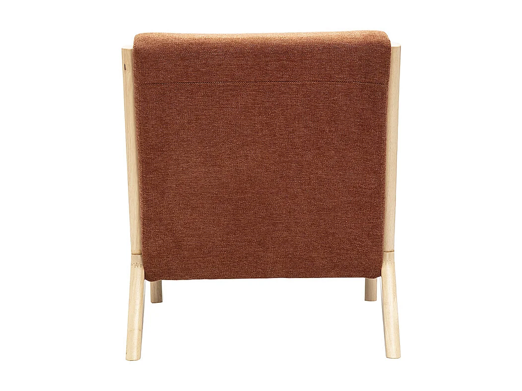 Skandinavischer Sessel aus rostbraunem Stoff mit Samteffekt und hellem Massivholz DERRY