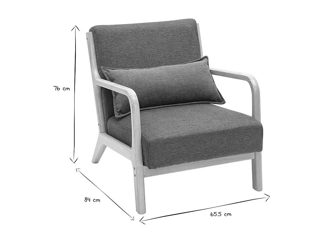 Skandinavischer Sessel aus rostbraunem Stoff mit Samteffekt und hellem Massivholz DERRY