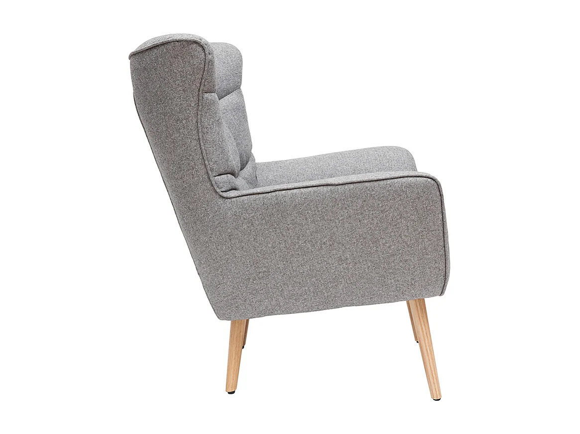 Sillón nórdico en tejido gris claro y madera AVERY