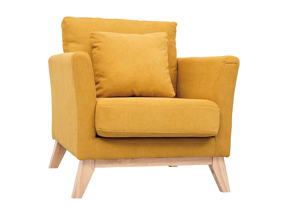 Sillón nórdico desenfundable efecto terciopelo mostaza OSLO
