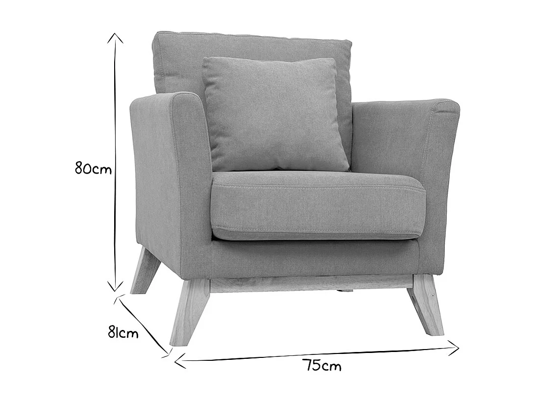 Fauteuil scandinave déhoussable en tissu effet velours jaune moutarde et bois clair OSLO