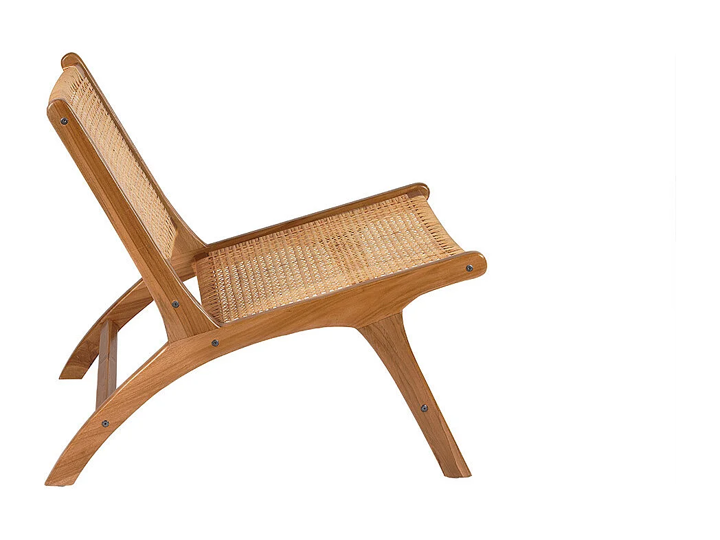 Fauteuil ethnique en bois teck massif et cannage en rotin naturel HAMMA
