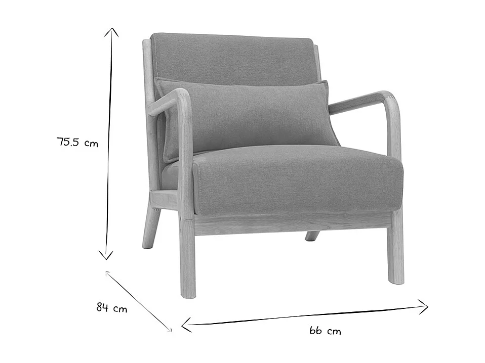 Sillón nórdico de tejido efecto aterciopelado amarillo mostaza y madera clara maciza DERRY