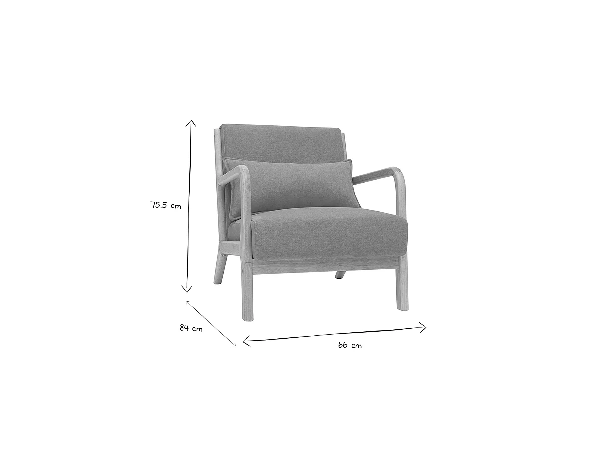 Sillón nórdico de tejido efecto aterciopelado amarillo mostaza y madera clara maciza DERRY