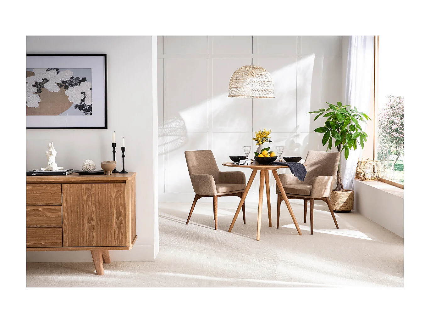 Lote de 2 sillones de diseño en poliéster beige SHANA