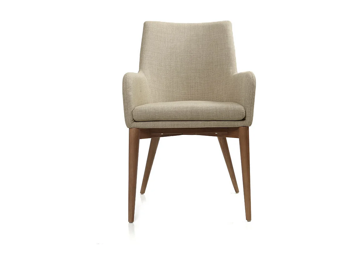 Chaises en tissu beige et bois foncé (lot de 2) SHANA