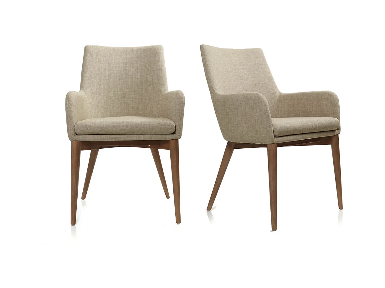 Chaises en tissu beige et bois foncé (lot de 2) SHANA