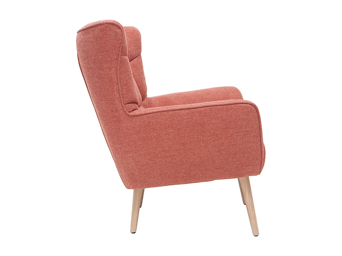 Sillón nórdico efecto terciopelo terracota y madera AVERY