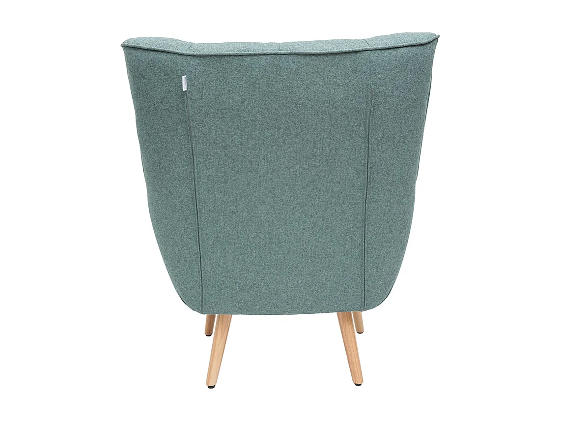 Sillón nórdico en tejido verde y madera AVERY